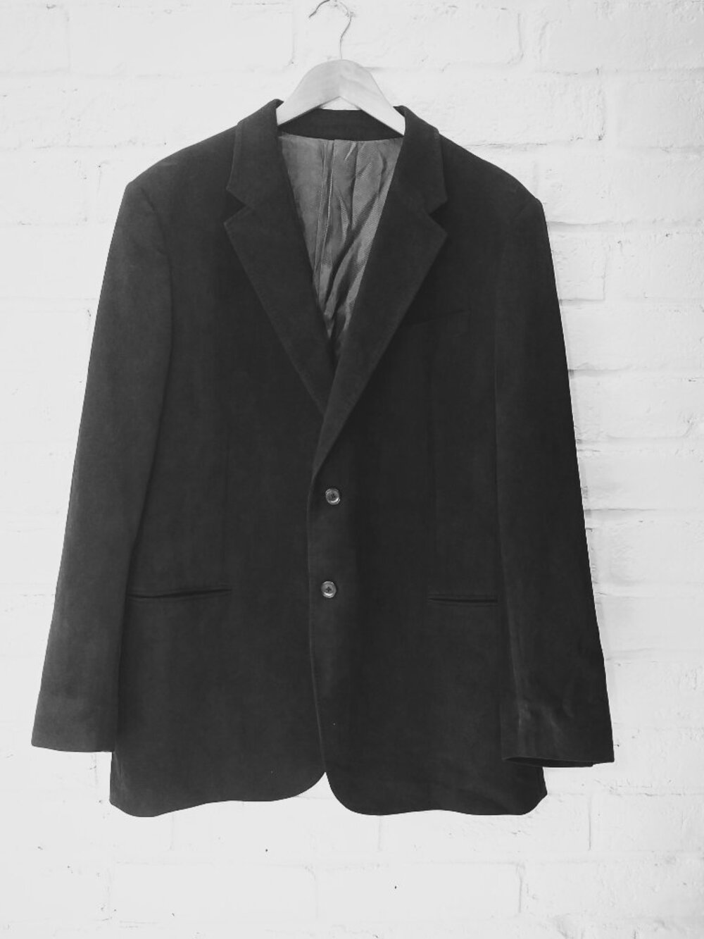 ARMANI Collezioni Blazer Sport Coat Men 46 L Black Velour Designer Dress Jacket